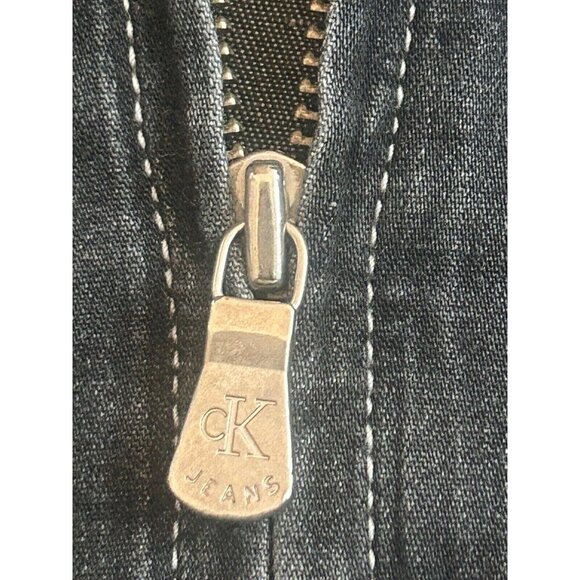 Calvin Klein Jeans Boxy Full Front Zip Denim Overshirt Stone Wash Cotton Small - Picture 5 of 14